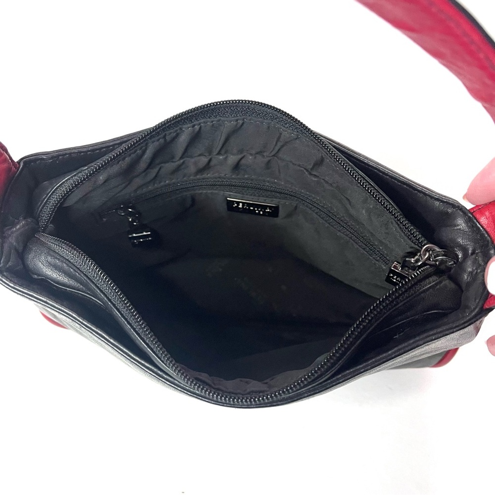 Perlina Black & Red Leather Shoulder bag /handbag - Picture 8 of 9